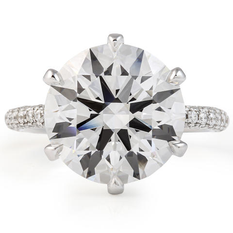 7.20 Carat Round Lab Diamond Three Row Band Ring angle