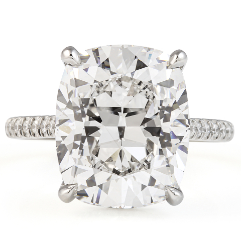 8.51 Carat Cushion Cut Lab Diamond Ring flat