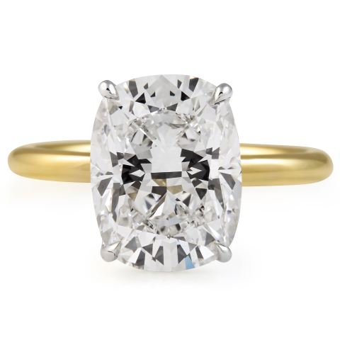 4.12 carat Cushion Cut Lab Diamond Solitaire Ring flat
