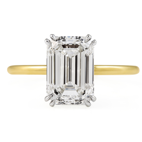 3.01 carat Emerald Cut Diamond Super Slim Ring flat