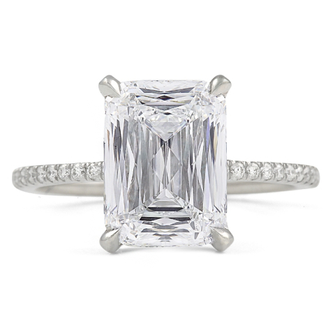 4.03 carat Hybrid Step Cut Diamond Engagement Ring flat