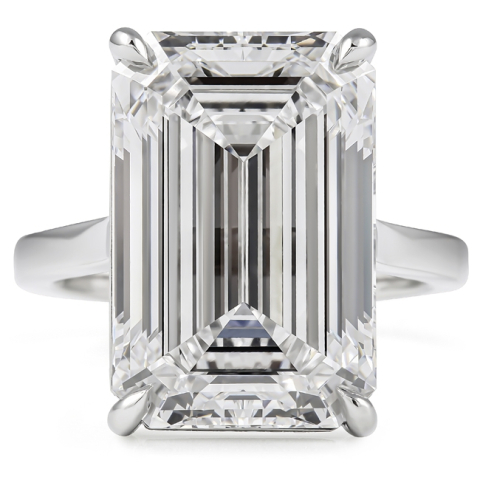 12.01 carat Emerald Cut Lab Diamond Engagement Ring top
