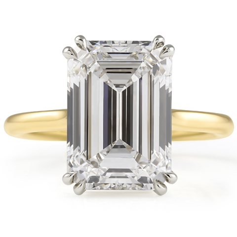 6.04 carat Emerald Cut Lab Diamond Solitaire Ring flat