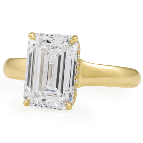 3.08 carat Emerald Cut Lab Diamond Tapered Band Ring flat