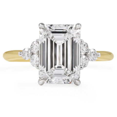 3.17 carat Emerald Cut Lab Diamond Seven Stone Ring flat