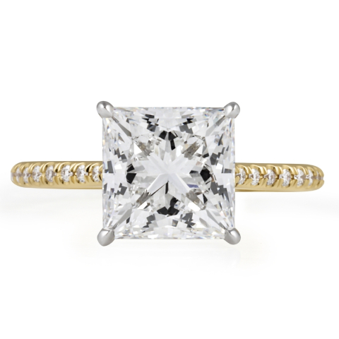 2.79 carat Princess Cut Lab Diamond Super Slim Ring flat