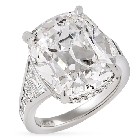 11 carat Antique Cushion Lab Diamond Channel Set Ring top