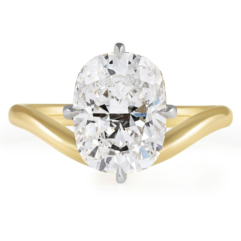 3.01 carat Cushion Cut Lab Diamond Wave Ring flat