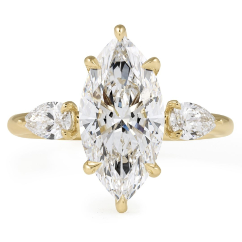 2.89 carat Marquise Lab Diamond Signature Wrap Three-Stone Ring flat