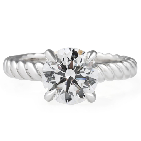 2.08 carat Round Brilliant Lab Diamond Braided Ring flat