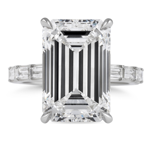 9.50 carat Emerald Cut Lab Diamond Baguette Band Ring flat