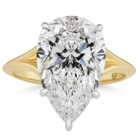 5.23 carat Pear Shape Lab Diamond Split Shank Ring flat