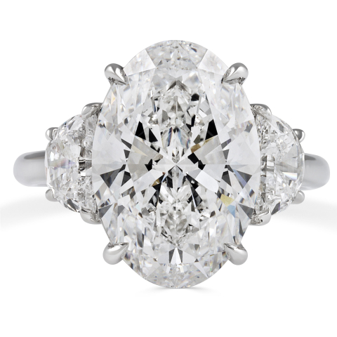 6.27 carat Oval Lab Diamond Three-Stone Ring flat