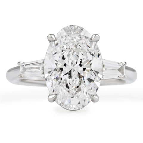 3.56 carat Oval Lab Diamond Three-Stone Ring flat