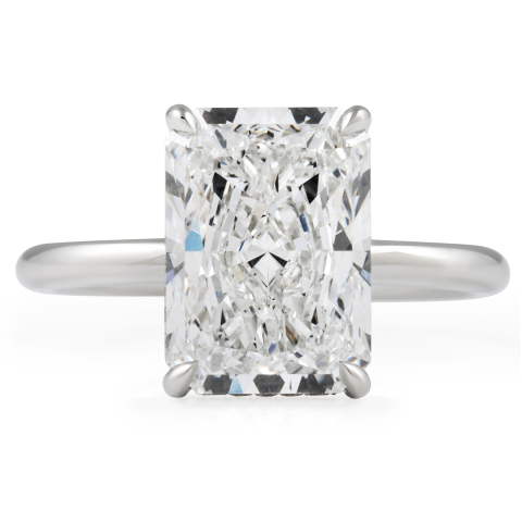 4.02 carat Radiant Cut Lab Diamond Solitaire Ring flat
