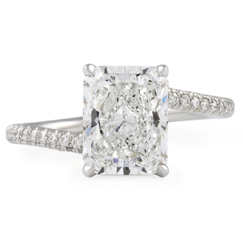 2.54 carat Radiant Cut Lab Diamond Swoop Ring flat