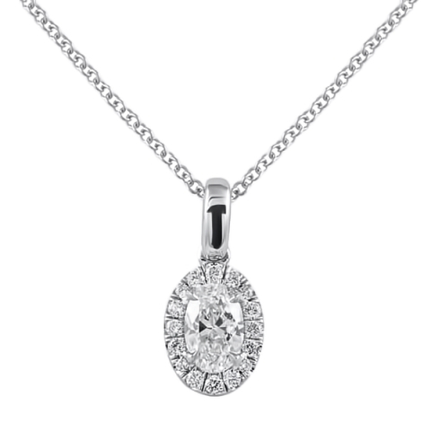 Petite Oval Diamond Halo Pendant