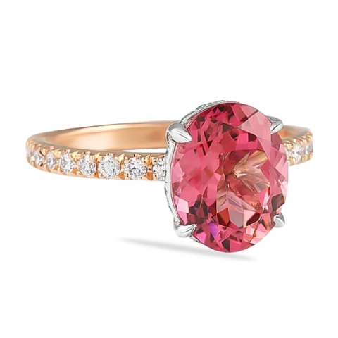 Pink Tourmaline and Diamond Ring flat