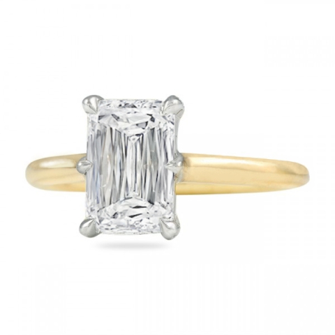 2.20 carat Hybrid Step Cut Diamond Two-Tone Solitaire Engagement Ring
