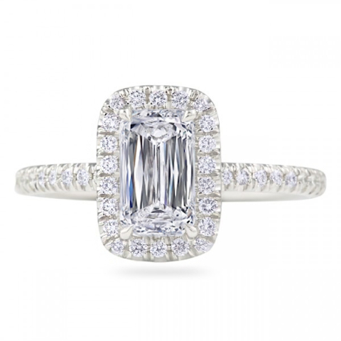 1.04 carat Hybrid Step Cut Diamond Halo Engagement Ring