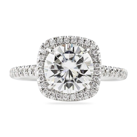 Round Moissanite In Cushion Halo Engagement Ring top