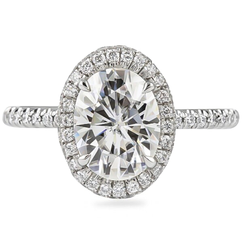 Oval Moissanite Double Edge Halo Engagement Ring flat