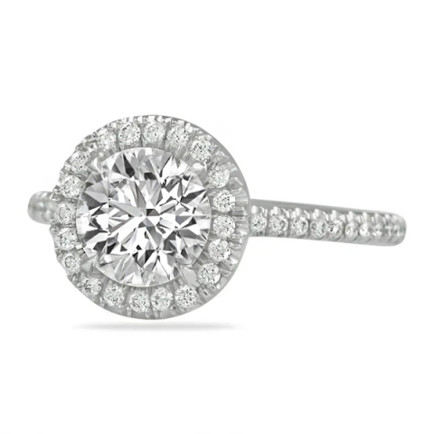 1.30ct Round Diamond Classic Halo Engagement Ring flat