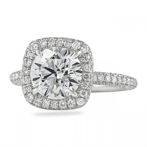 round in cushion halo 2 carat diamond