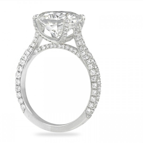 cushion moissanite three row band