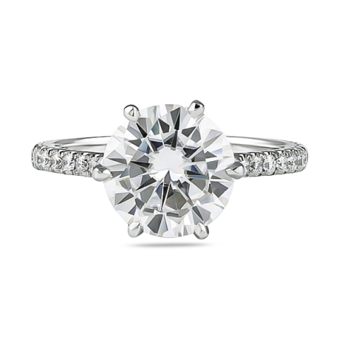 Round Moissanite Two-Tone Engagement Ring petals