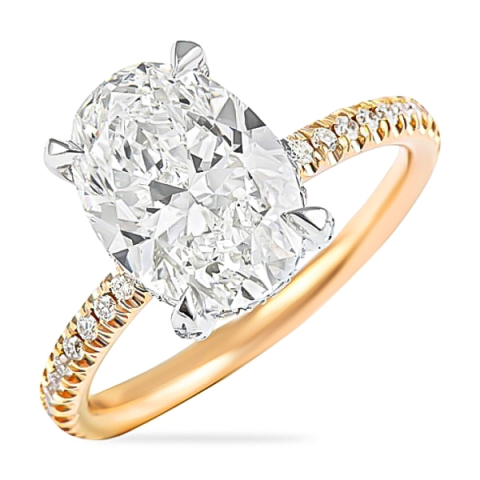 3.00ct oval Diamond Two-Tone Encrusted Basket Ring angle