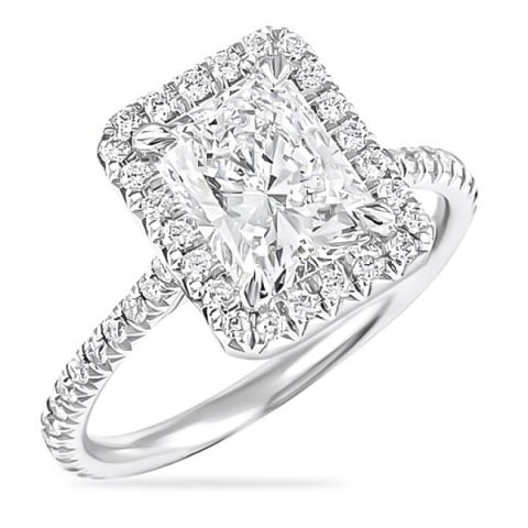 1.75ct Radiant Cut Platinum Halo Engagement Ring angle