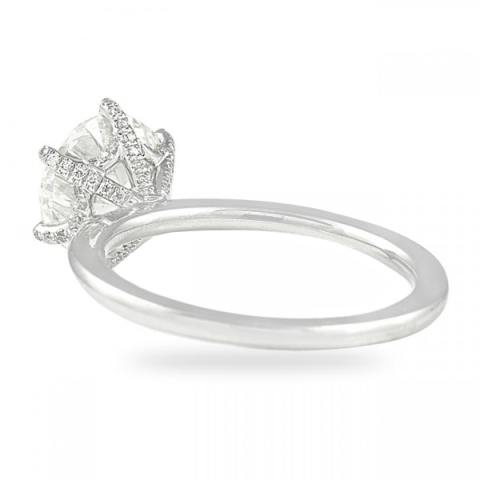 2.01ct Round Diamond Super Slim Band Ring pave prong