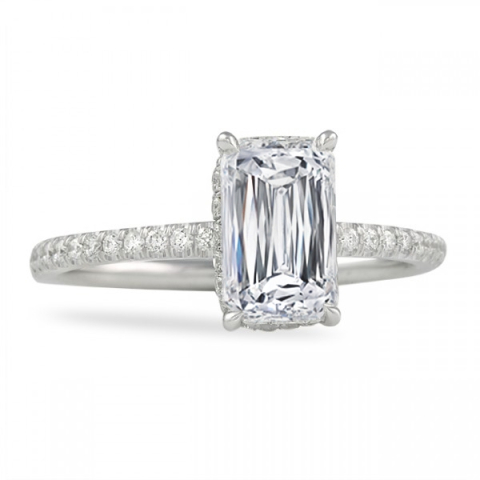 1.50 carat Hybrid Step Cut Diamond Signature Wrap Ring flat