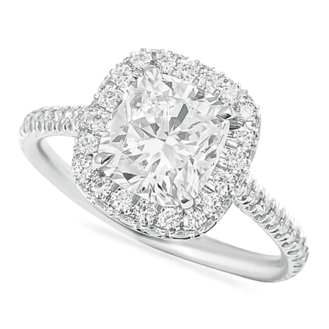 1.91 Carat Cushion Cut Diamond Halo Engagement Ring angle