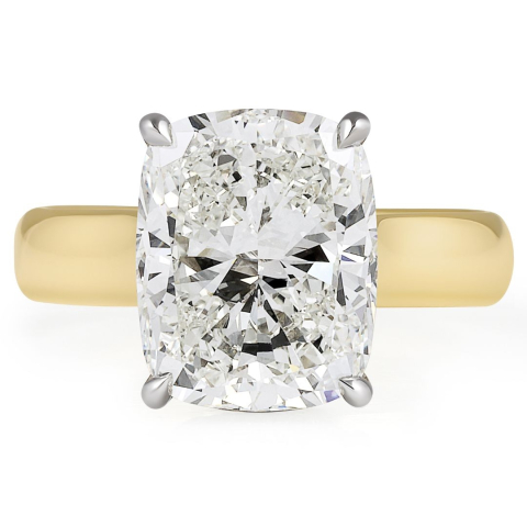 5.03 carat Cushion Cut Wide Solitaire Ring flat