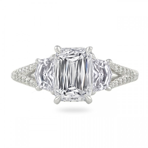 1.69 carat Hybrid Step Cut Platinum Three-Stone Ring