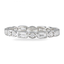 0.50 Carat Baguette And Round Diamond Bezel Set Eternity Band