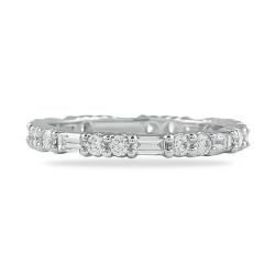.90ct Round and Baguette Diamond Shared Prong Eternity Band