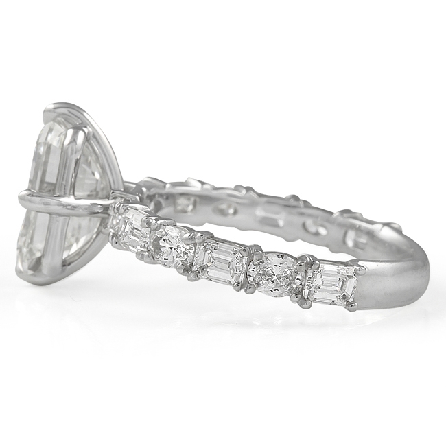 2.5 carat Emerald Cut Diamond Compass Set Engagement Ring front