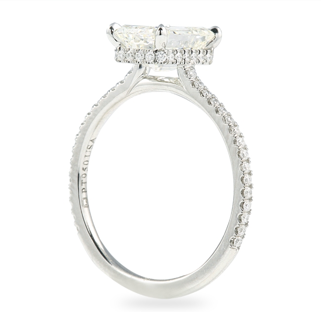 1.70 carat Emerald Cut Diamond Super Slim Band Engagement Ring flat