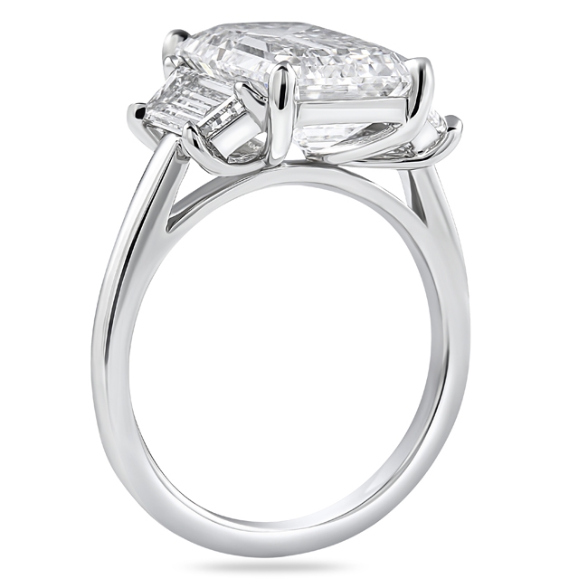 5 carat Emerald Cut Lab Diamond Three-Stone Ring top