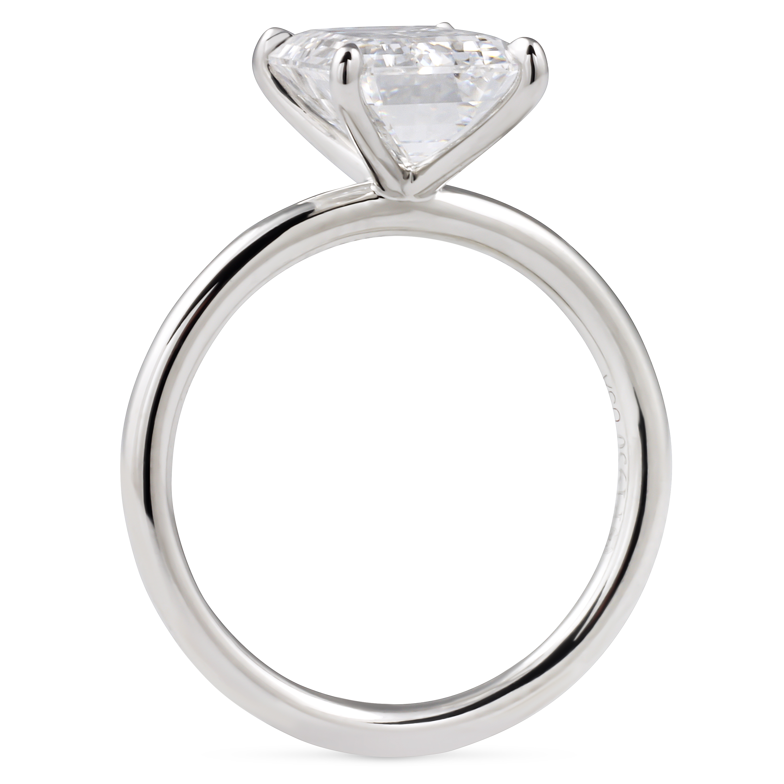 3 carat Emerald Cut Lab Diamond Solitaire Ring flat