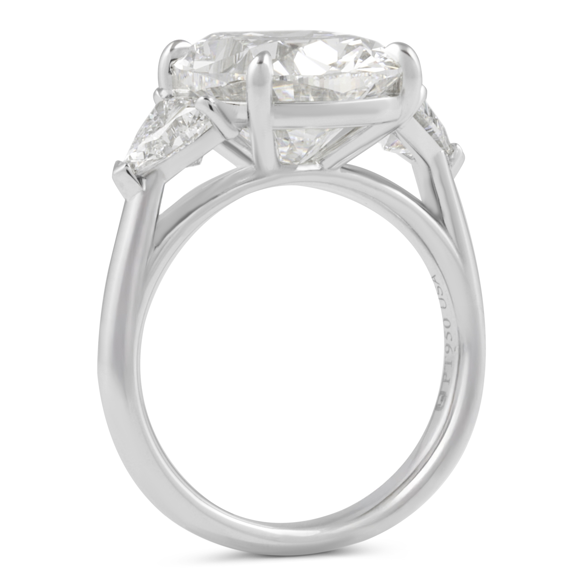 6.11 carat Cushion Cut Lab Diamond Three-Stone Ring flat