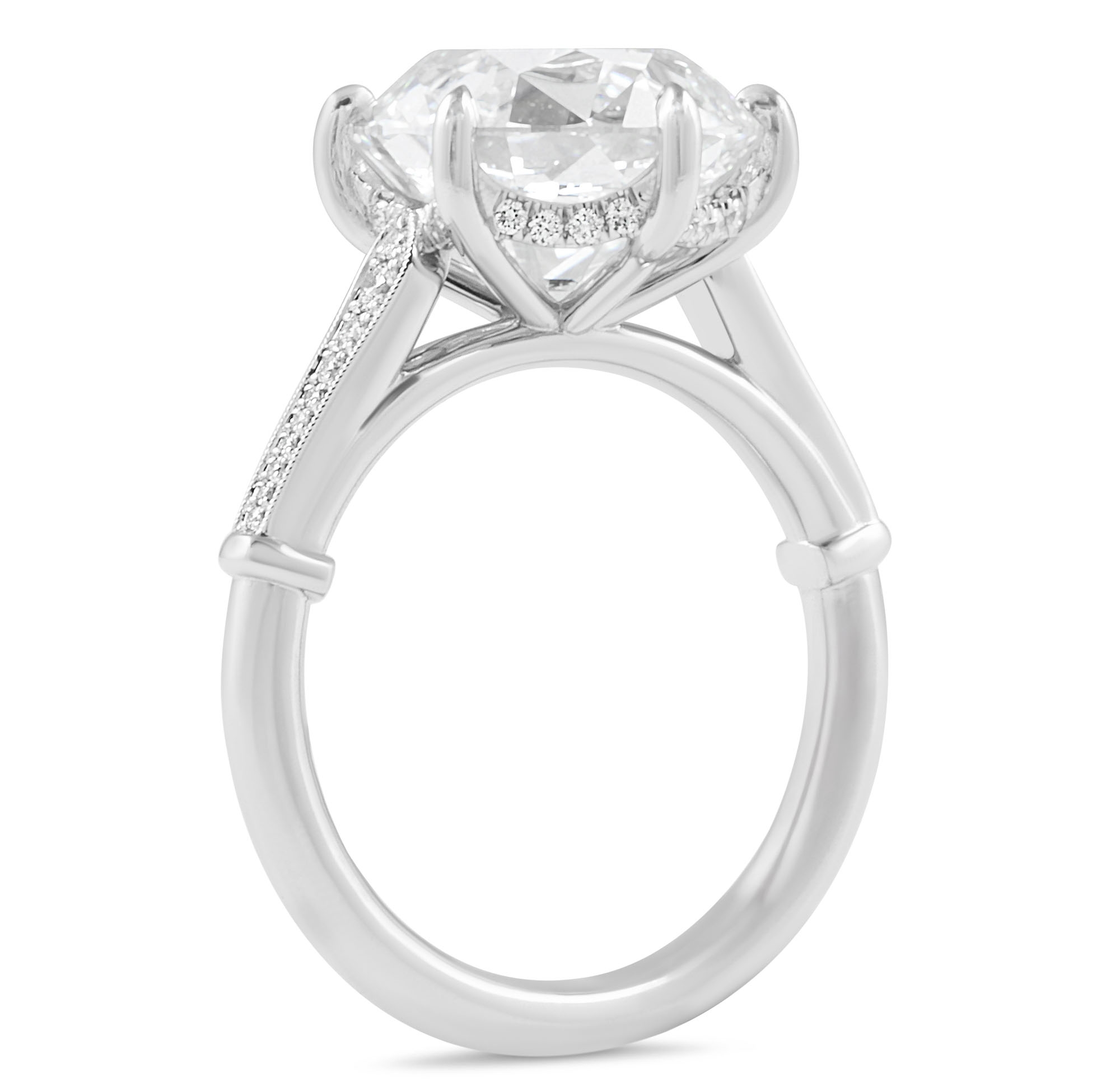 5.47 carat Old Euro Lab Diamond Pave Web Prong Ring flat