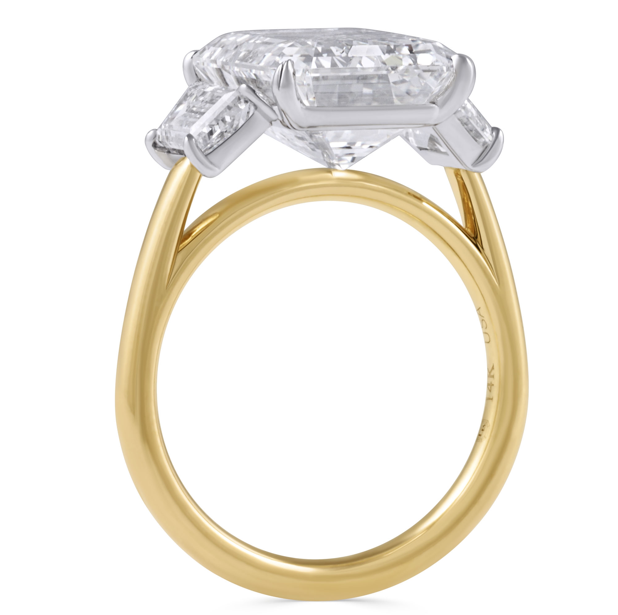 7.02 carat Emerald Cut Lab Diamond Three-Stone Ring flat