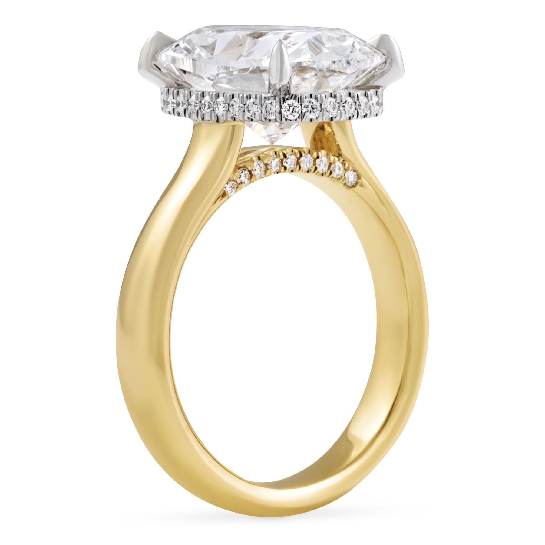 5.12 carat Cushion Cut Lab Diamond Wide Solitaire Ring flat