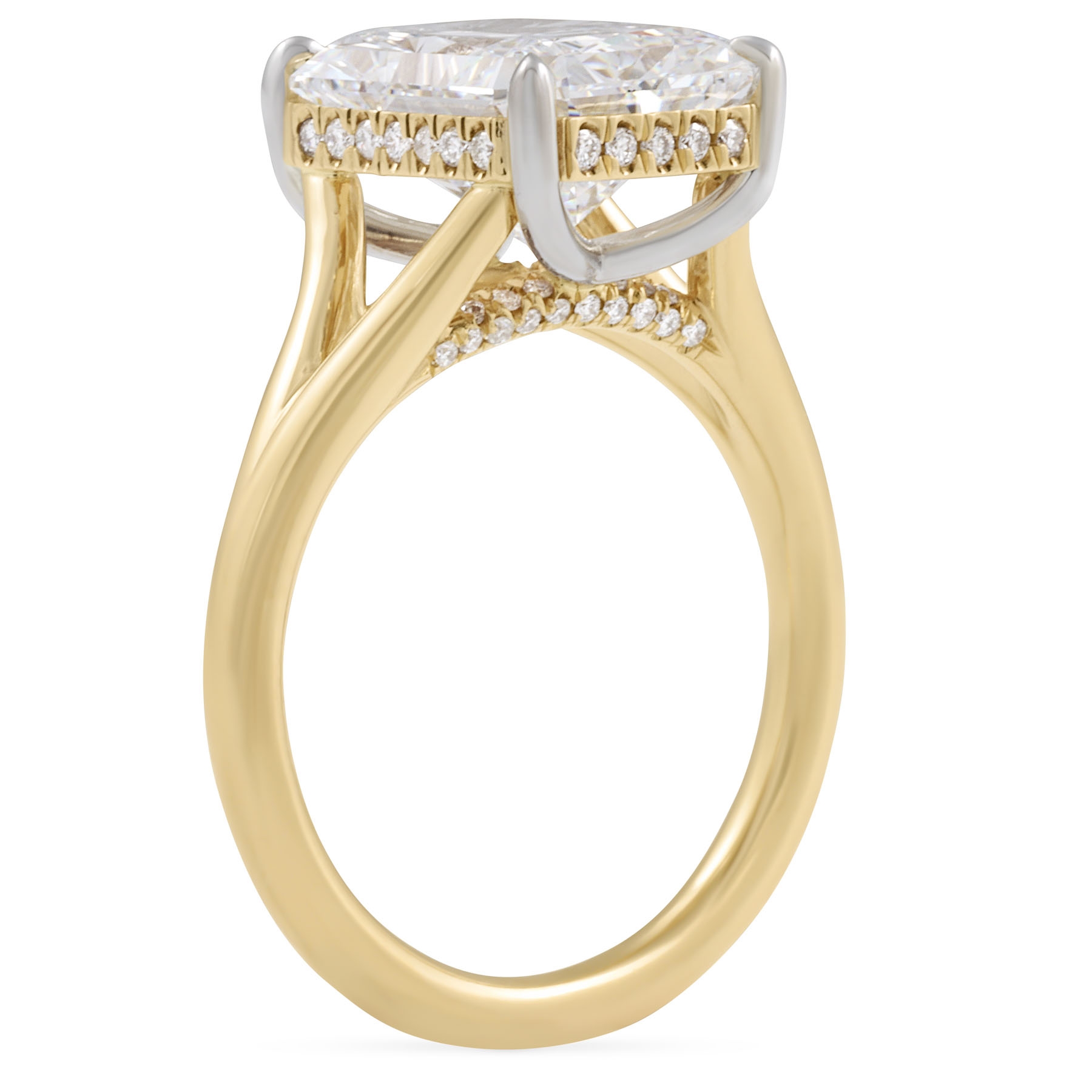 3.52 carat Radiant Cut Lab Diamond Split Band Ring flat