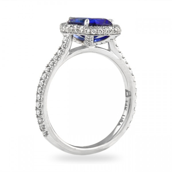 2.05ct Sapphire Oval Double Edge Halo Ring flat
