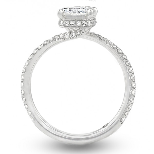 1.92ct Emerald Diamond Platinum Swoop Ring front